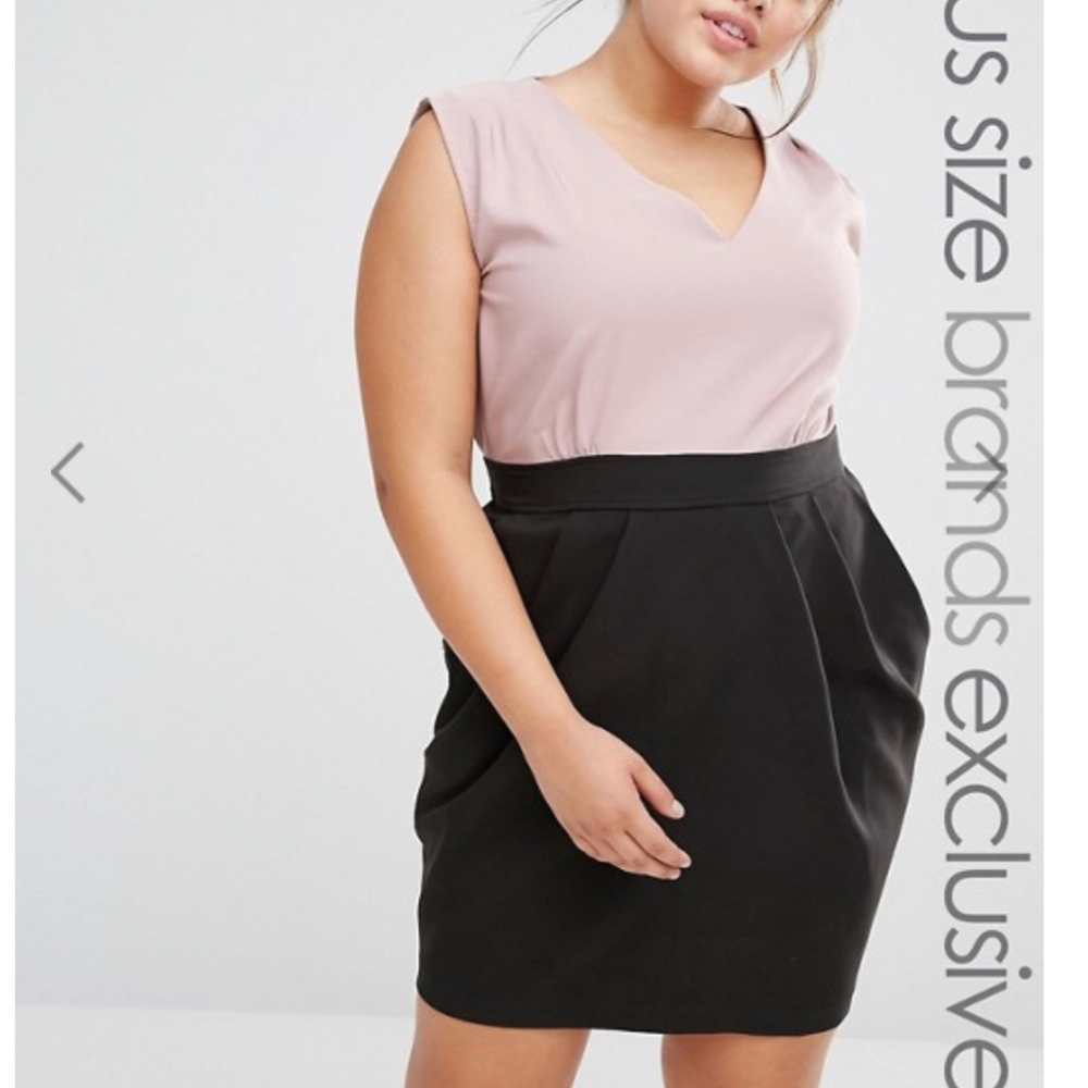 Closet London Plus Mauve and Black Pencil Dress